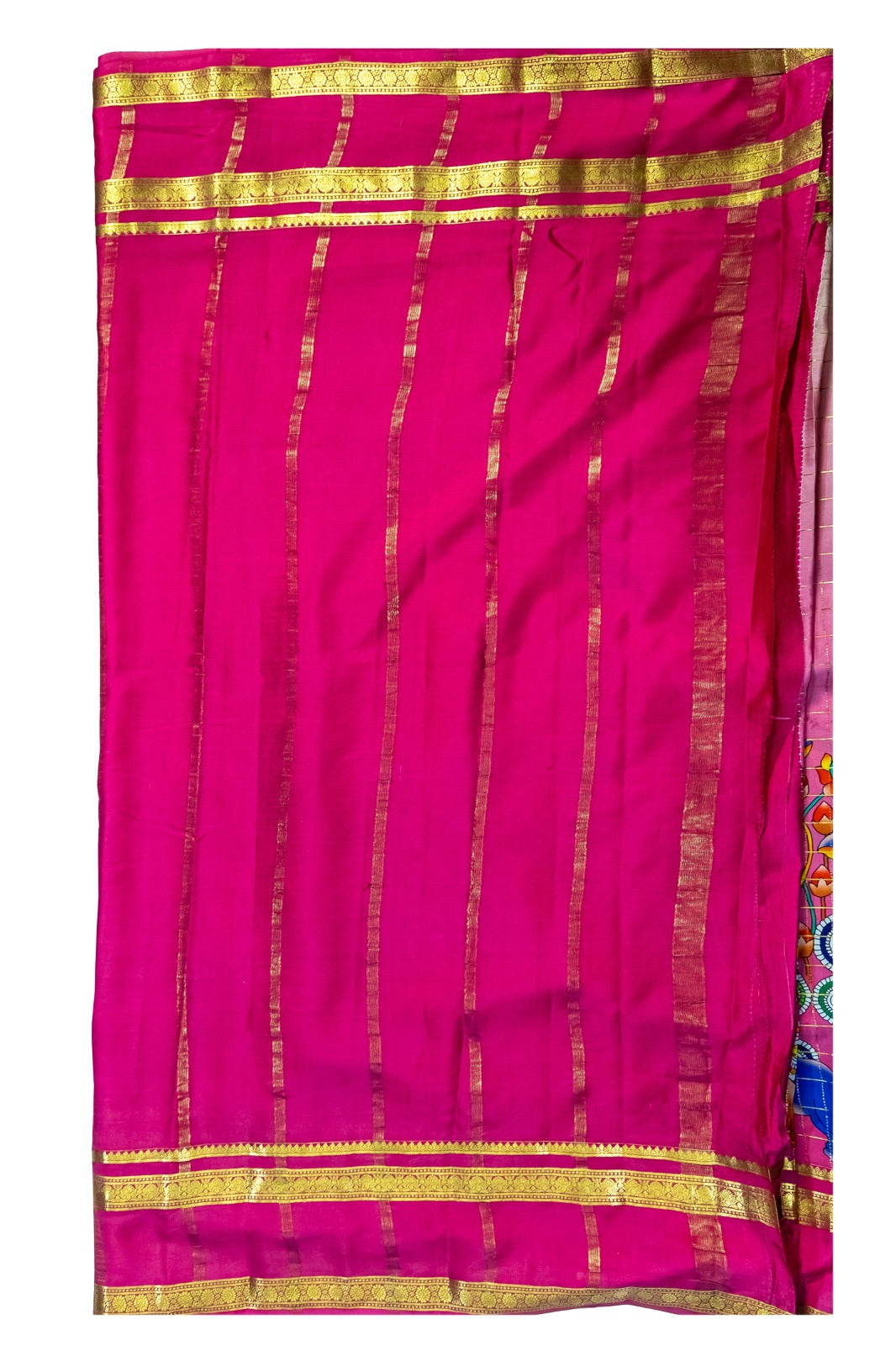 Heritage Pure Silks Mysore Crepe Kalamkari Design Pink Color Saree