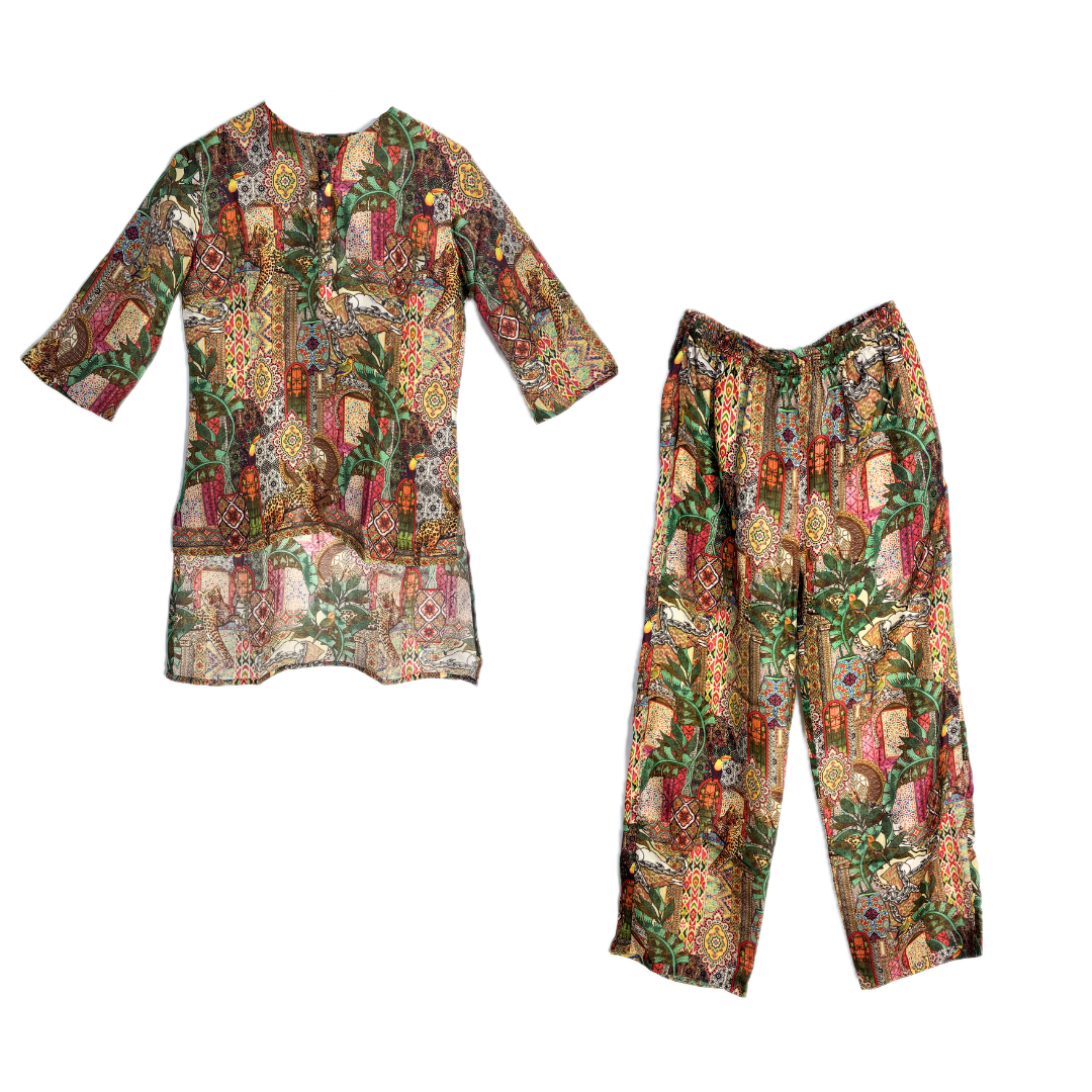 Forest Theme Silk Co-Ord Set