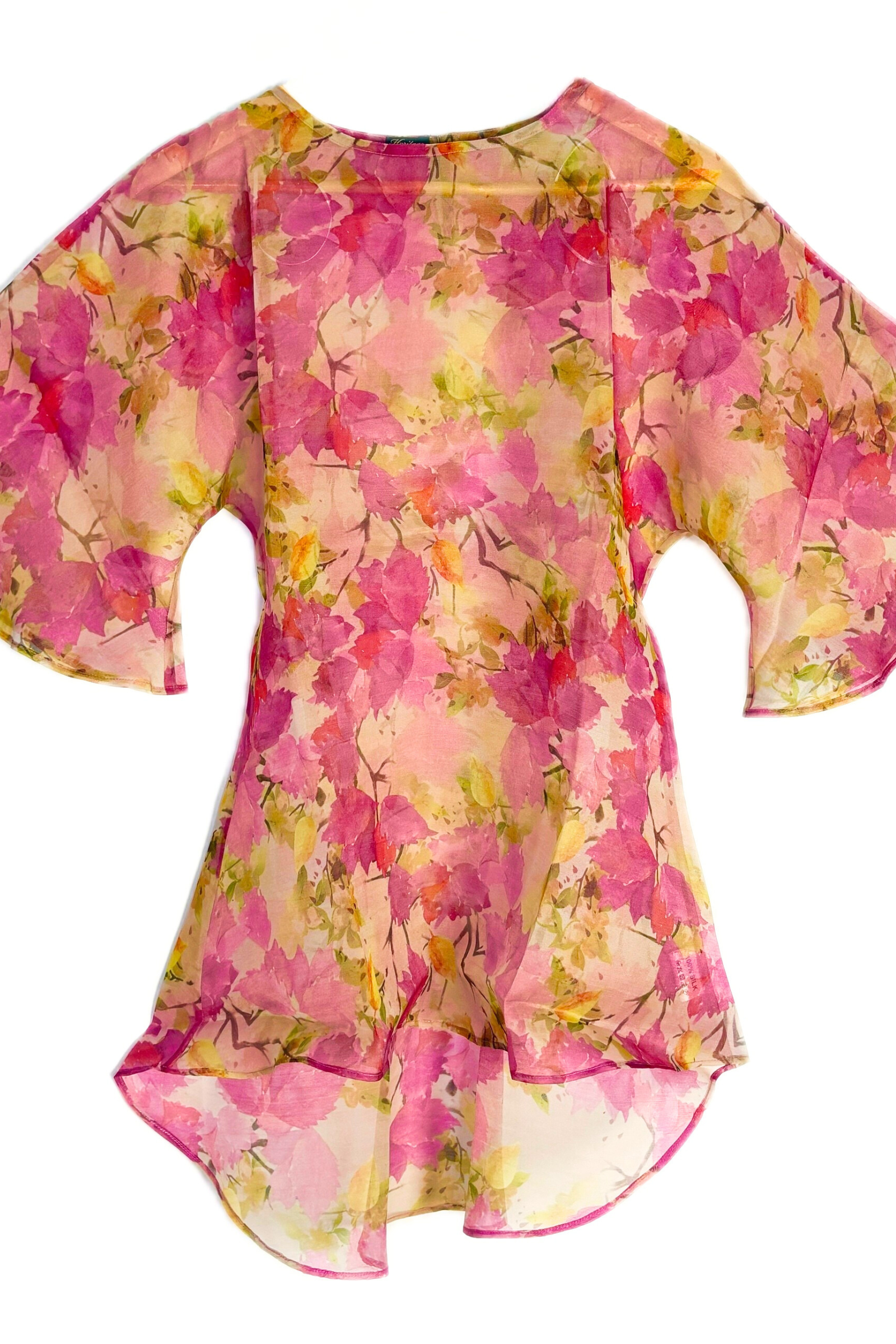 Pink Floral Printed Organza Top