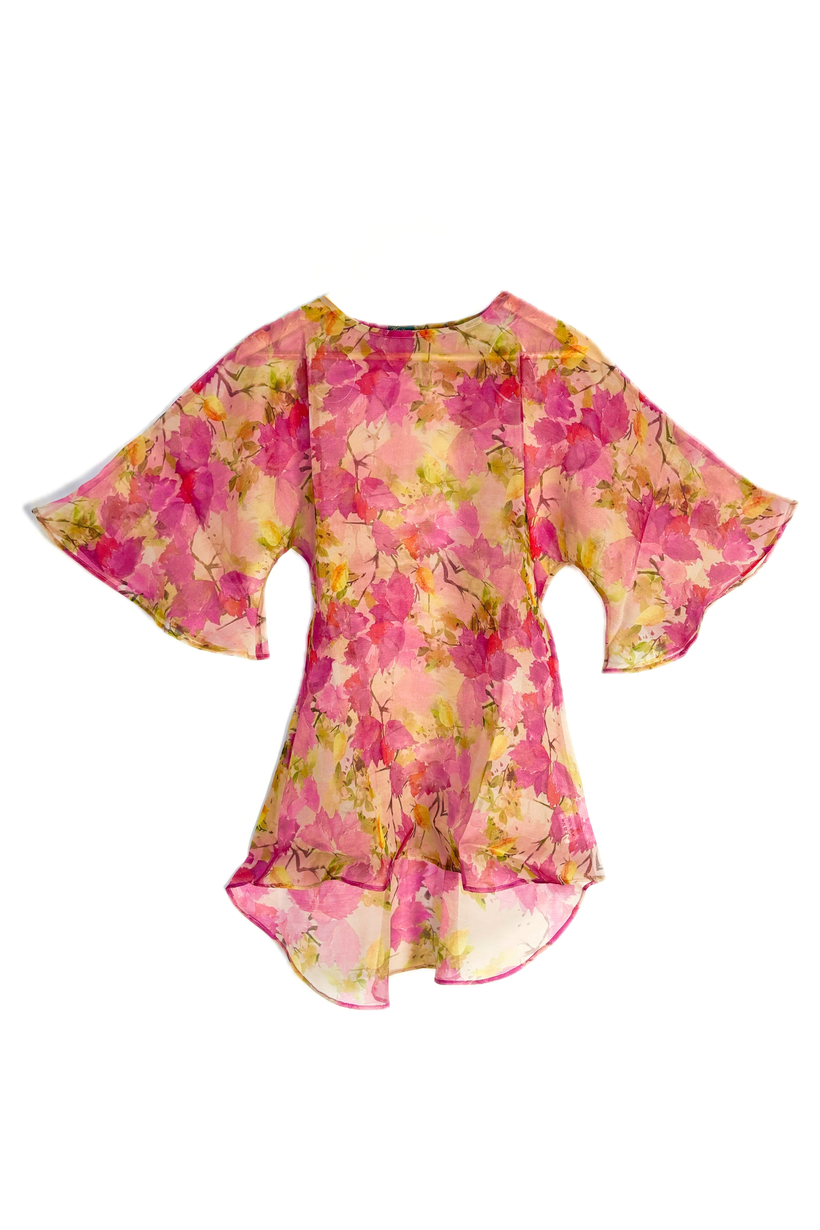 Pink Floral Printed Organza Top