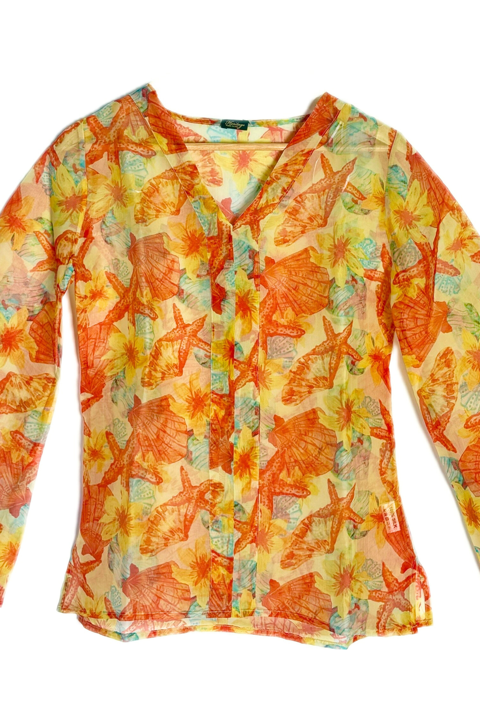 Sea Shell Print Organza Top